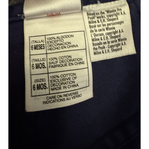 VTG Disney Store Tigger and Frog Purple/Blue Overalls Shorts Baby 6M - Picture 7 of 7